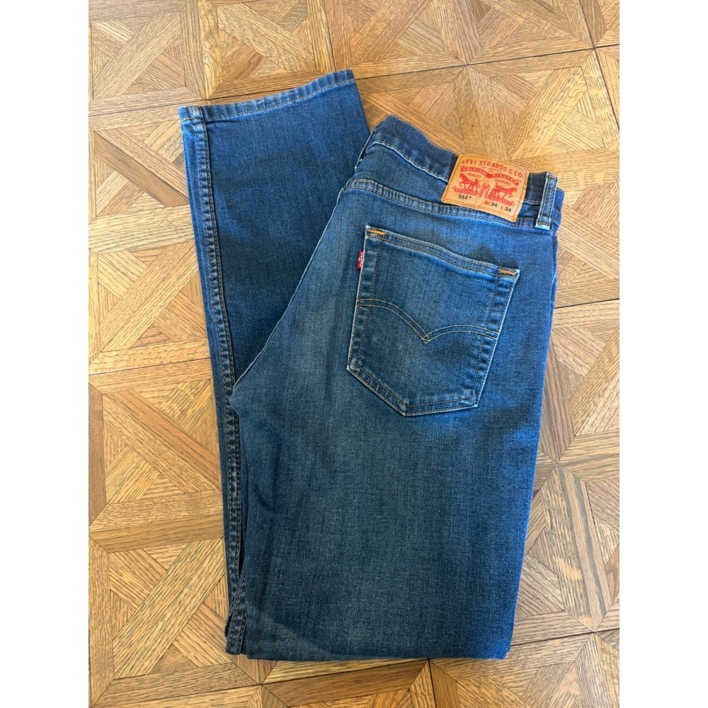 Levis 514 Straight Fit Mens Jeans Blue Denim 34x34 (Measures‎ 34x30) 10